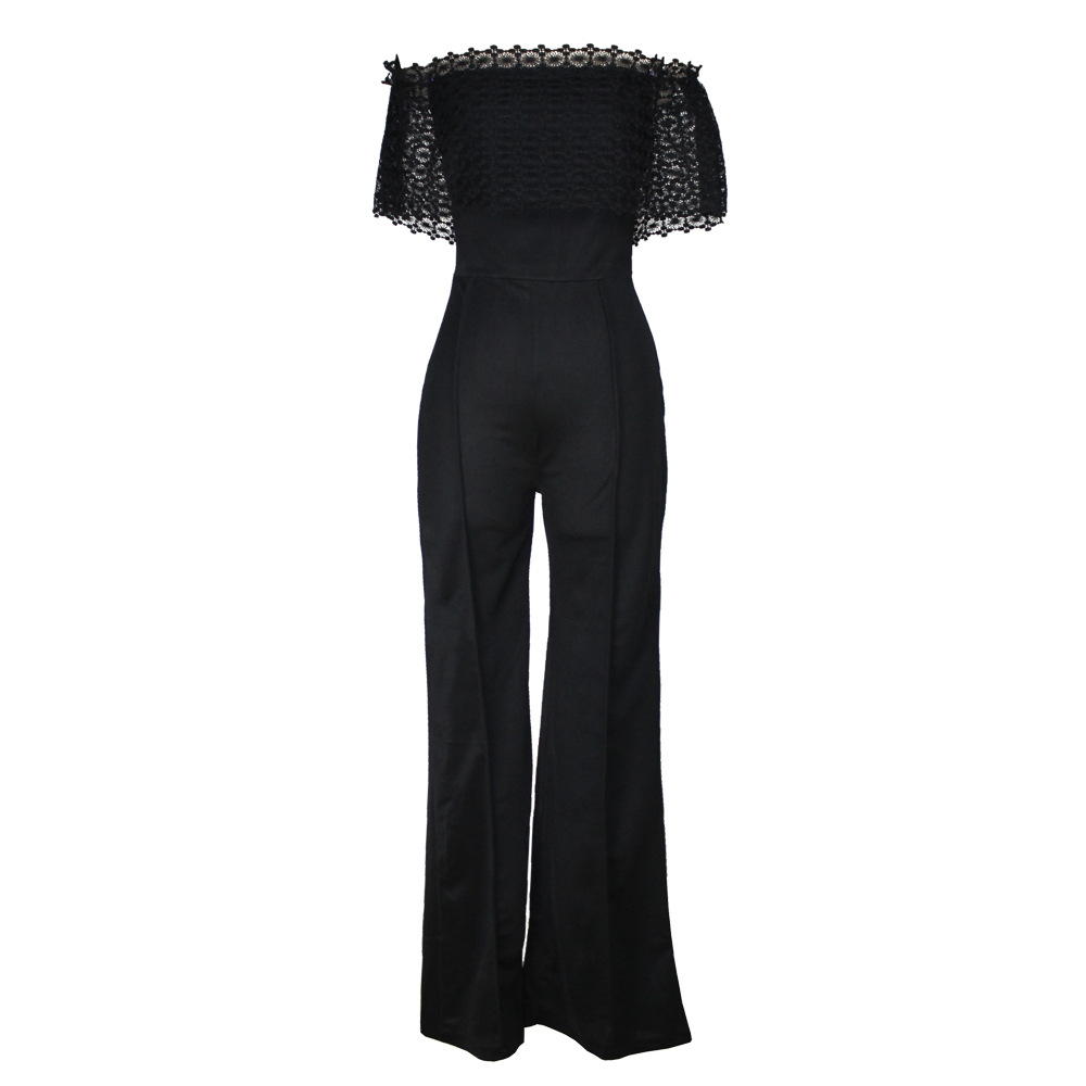 F2515  Sexy Off Shoulder High Waisted Long Wide Leg Jumpsuits Rompers